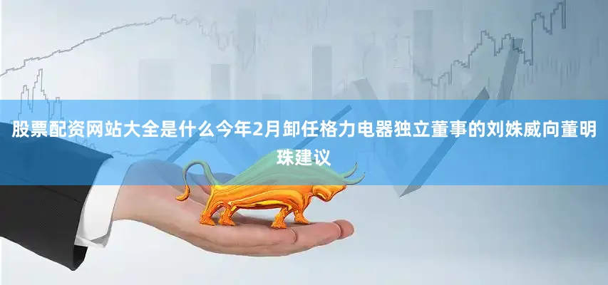 股票配资网站大全是什么今年2月卸任格力电器独立董事的刘姝威向董明珠建议
