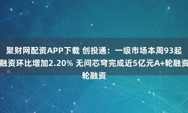 聚财网配资APP下载 创投通：一级市场本周93起融资环比增加2.20% 无问芯穹完成近5亿元A+轮融资